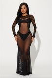 Mesh Maven Maxi Dress - Black