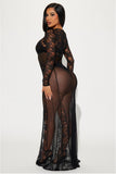 Mesh Maven Maxi Dress - Black