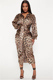 Make Me Roar Midi Dress - Mocha/combo