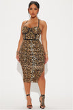 All Riled Up Mesh Midi Dress - Leopard